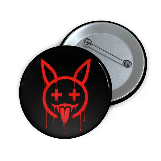 Metallic Souls — Red Drip Smiley Bunny Punk Pin