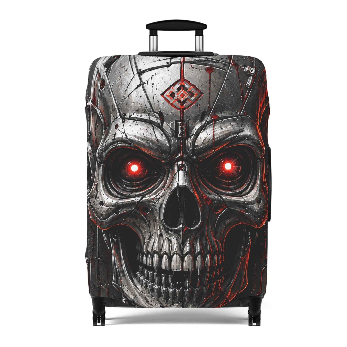 Skull Luggage Cover — Red-Eye Gothic Suitcase Protector