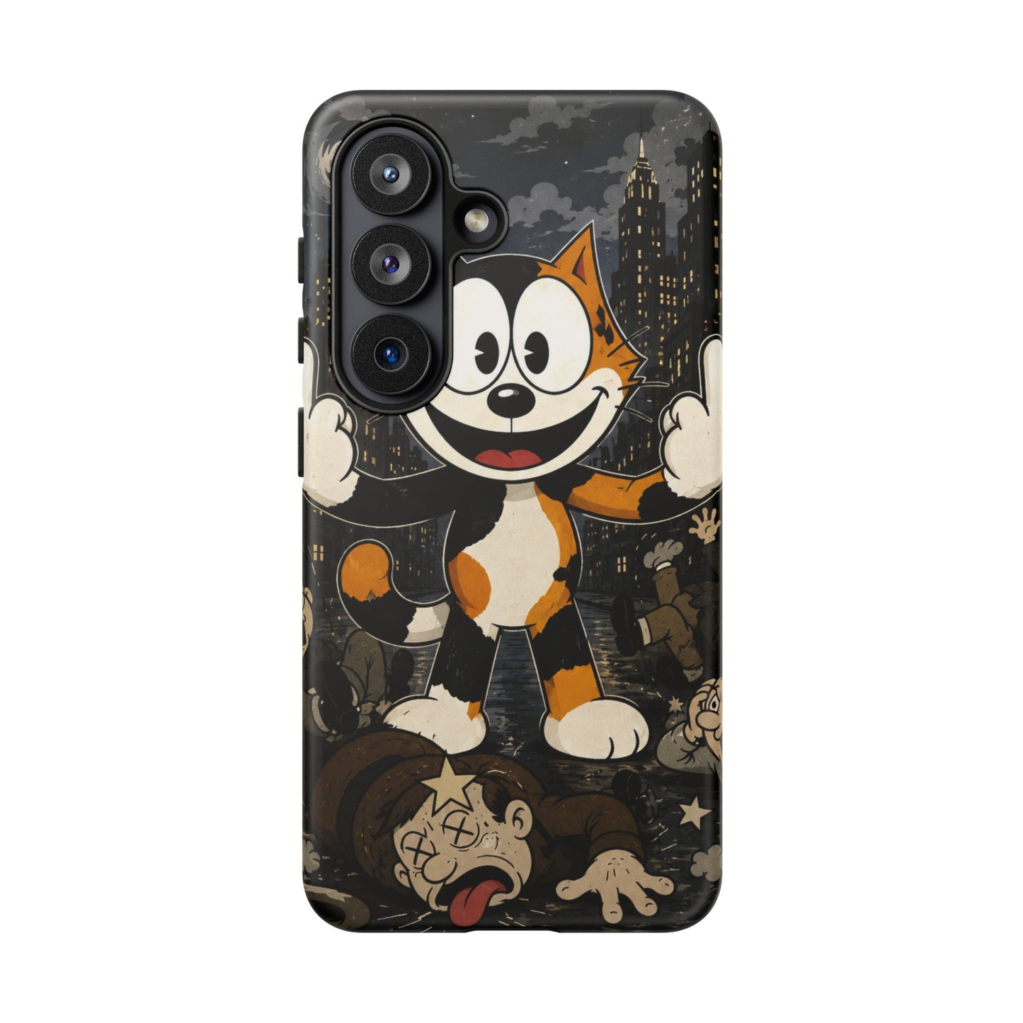 Vintage Cartoon Cat Phone Case — Edgy Felix-Style Illustration