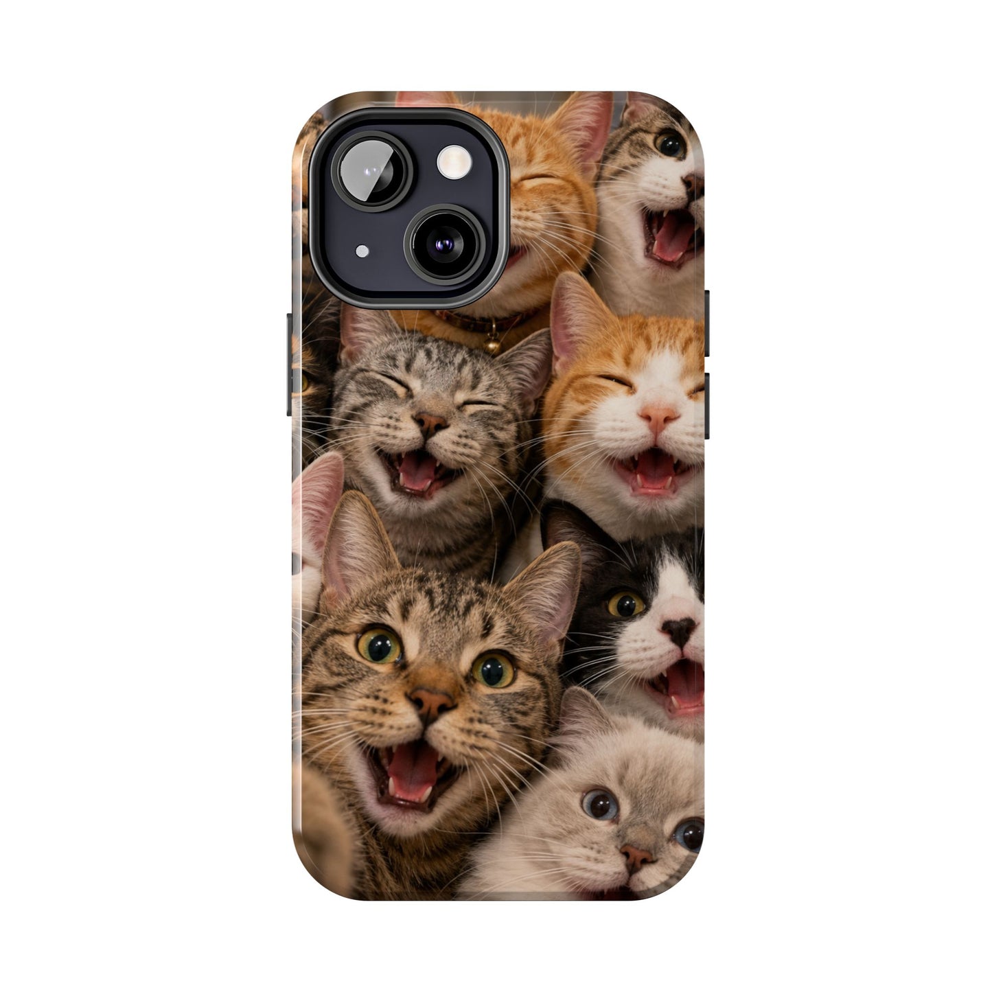 Tough Smiling Cats Collage Phone Case – Cute Cat Faces for iPhone