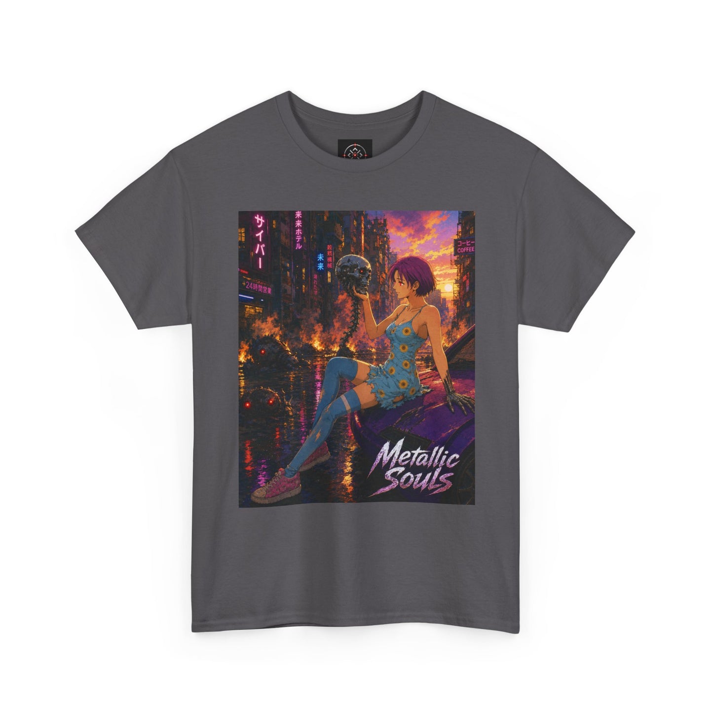 Metallic Souls Tee — Cyberpunk Anime Graphic T-Shirt