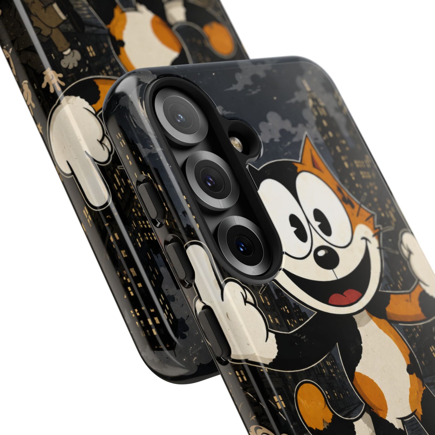 Vintage Cartoon Cat Phone Case — Edgy Felix-Style Illustration