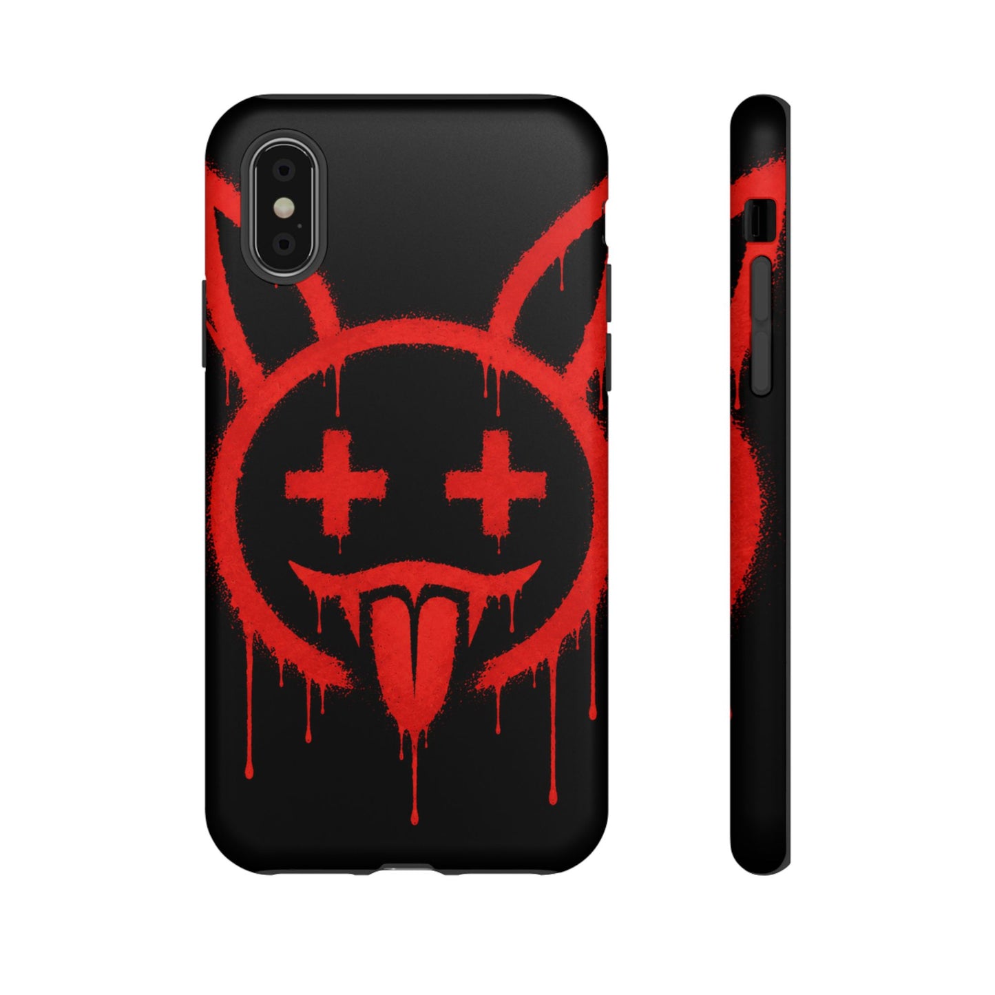 Phone Case - Metallic Souls Red Drip Smiley Graffiti Design