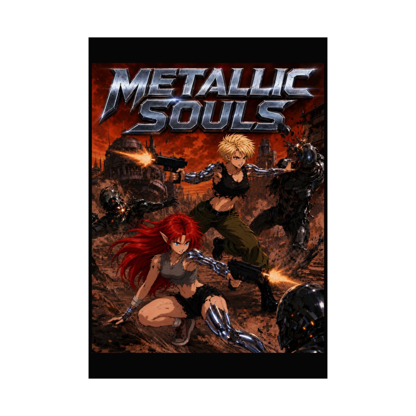 Metallic Souls Poster — Anime Sci‑Fi Action Matte Vertical Print