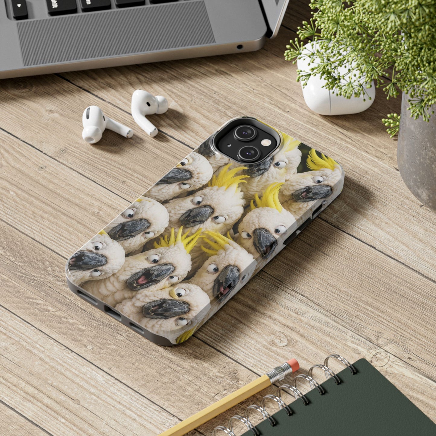 Cockatoo Collage Tough Phone Case — Funny Yellow Crested Bird Protective Phone Cover