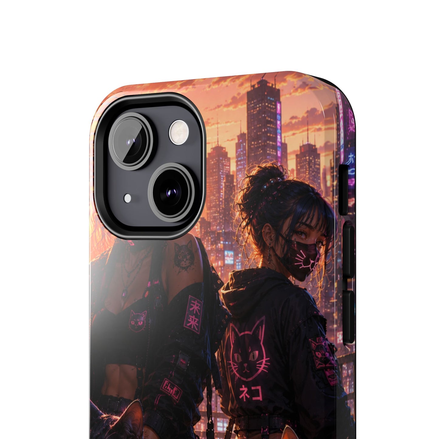 Cyberpunk Pack: Tough Phone Case with Neon Panther & City Sunset