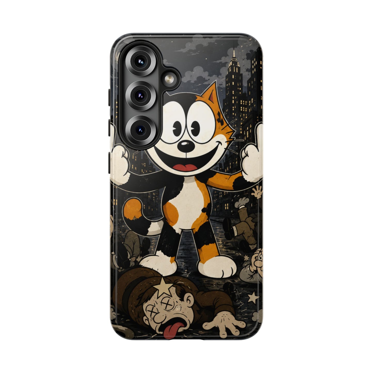 Vintage Cartoon Cat Phone Case — Edgy Felix-Style Illustration