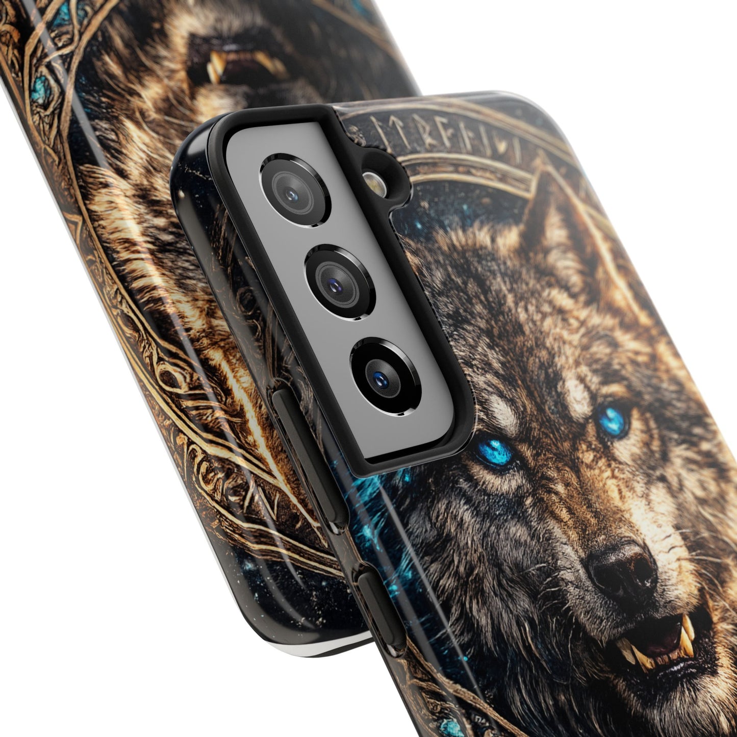 Wolf Pentagram Phone Case - Rugged Mystic Phone Cover with Glowing Blue Eyes