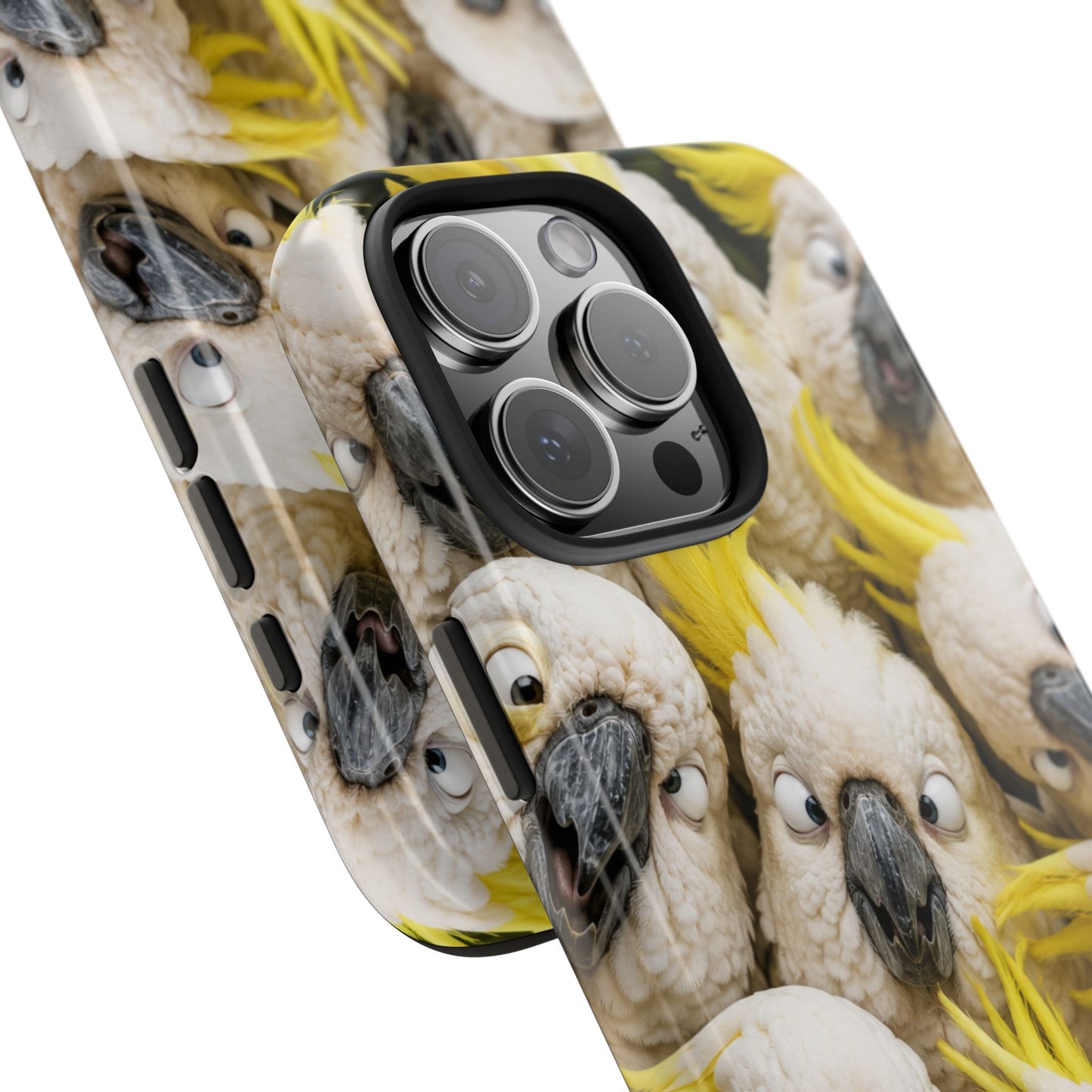 Cockatoo Collage Tough Phone Case — Funny Yellow Crested Bird Protective Phone Cover