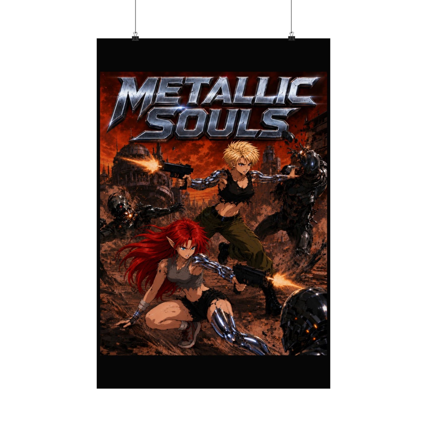 Metallic Souls Poster — Anime Sci‑Fi Action Matte Vertical Print