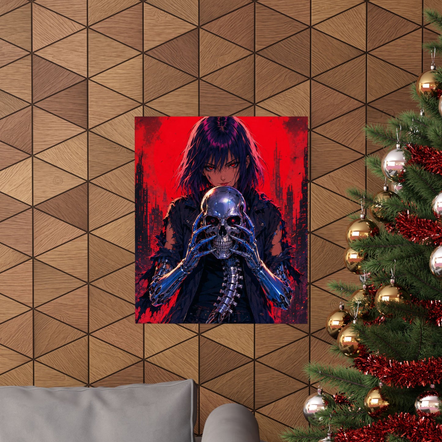 Metallic Souls Skull Poster — Gothic Anime Matte Vertical Wall Art
