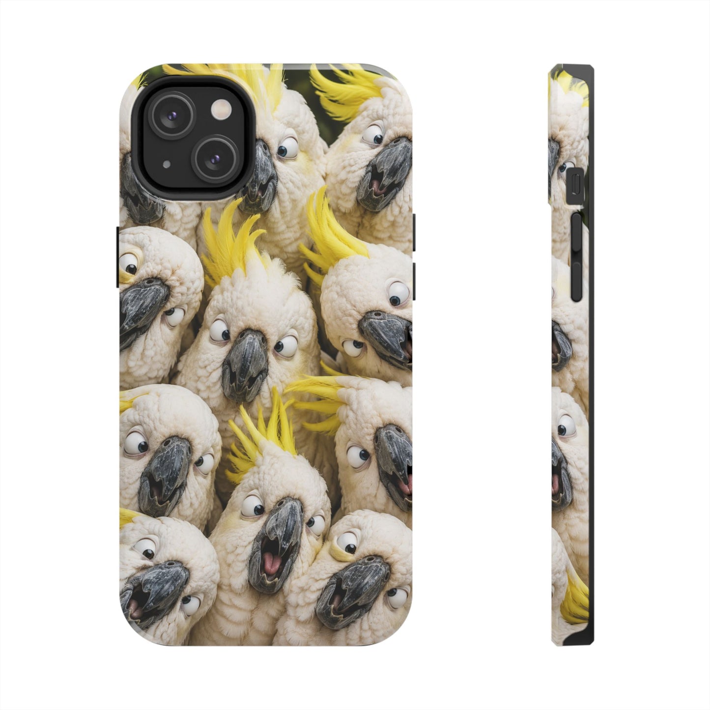 Cockatoo Collage Tough Phone Case — Funny Yellow Crested Bird Protective Phone Cover