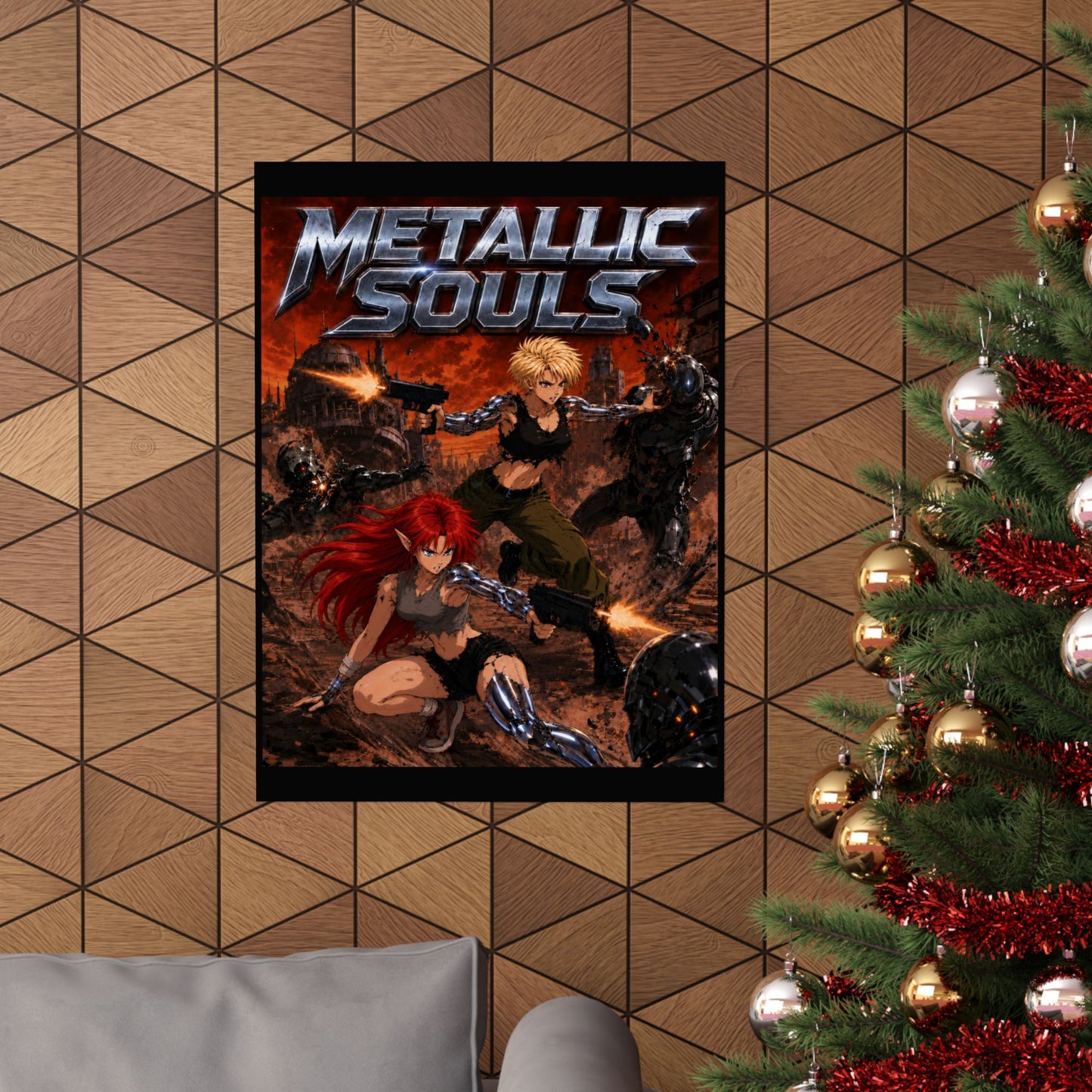 Metallic Souls Poster — Anime Sci‑Fi Action Matte Vertical Print