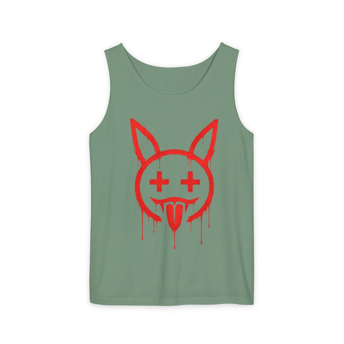 Graffiti Bunny Drip Tank Top,  Distressed Red Stencil Graphic