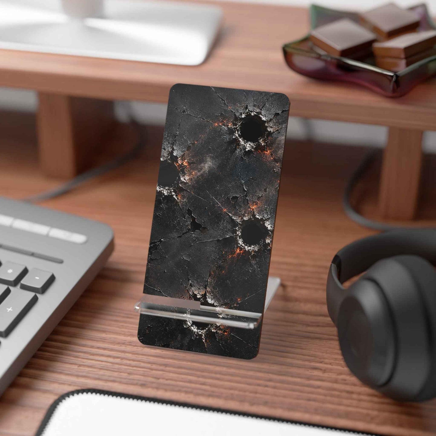 Phone Stand — Bullet Hole Grunge Metal Design Acrylic Mobile Display Stand