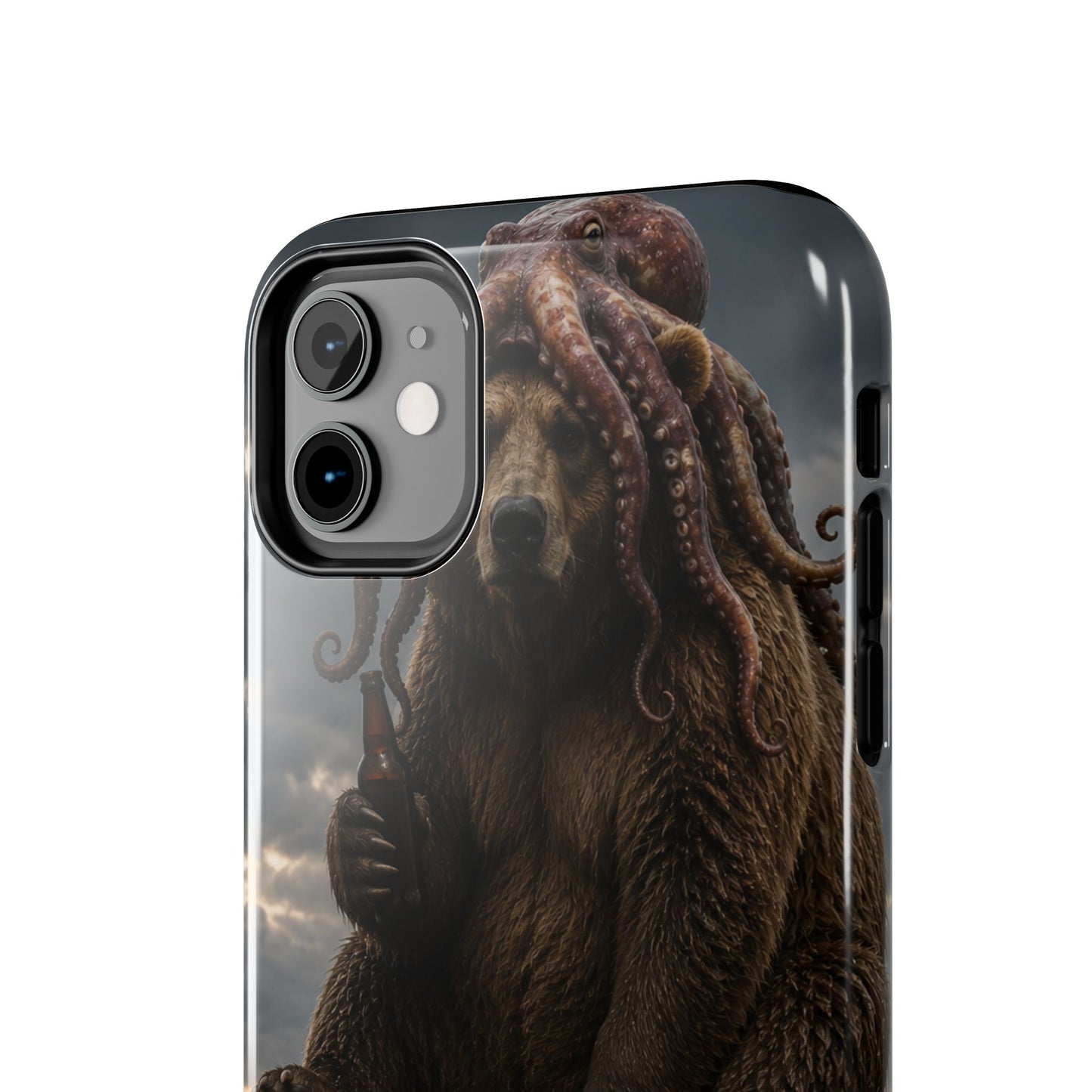 Tough Phone Case — Post‑Apocalyptic Bear with Octopus Helmet on Nuclear Bomb