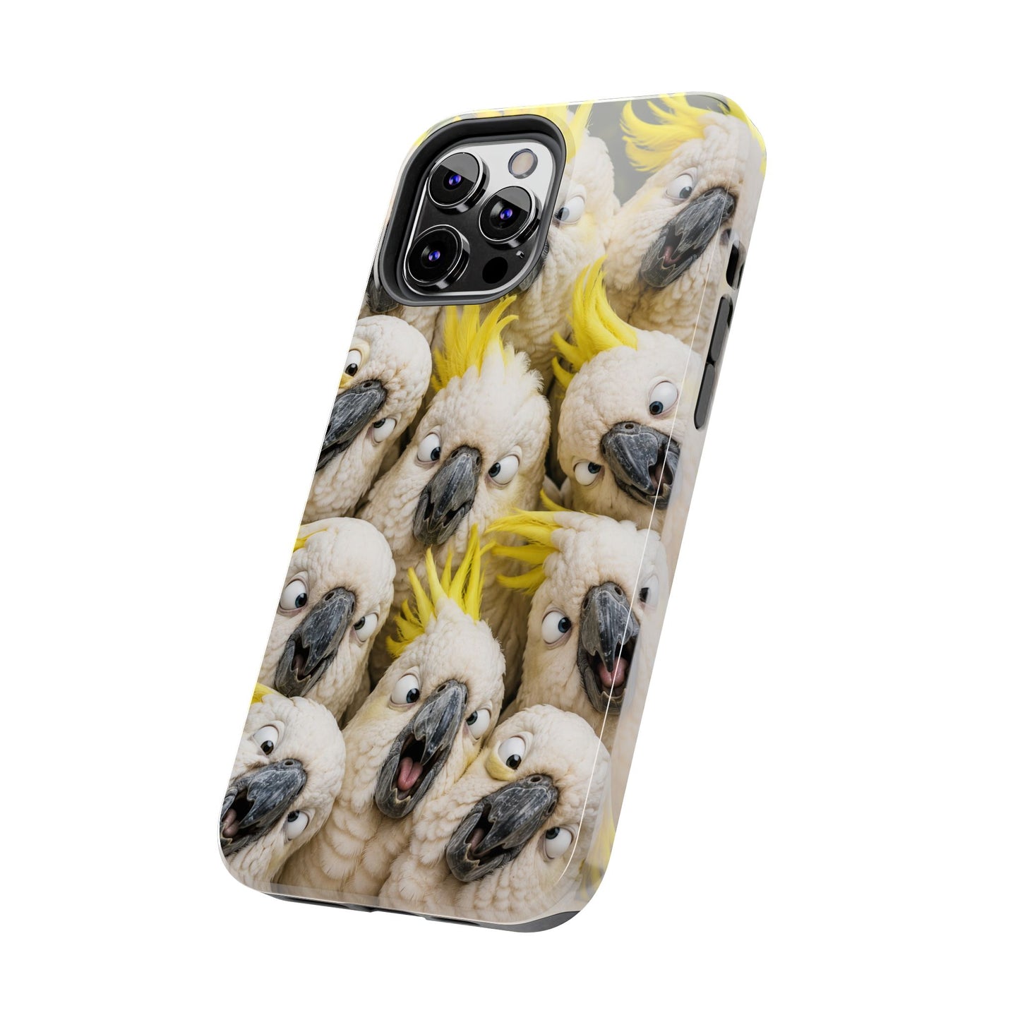 Cockatoo Collage Tough Phone Case — Funny Yellow Crested Bird Protective Phone Cover