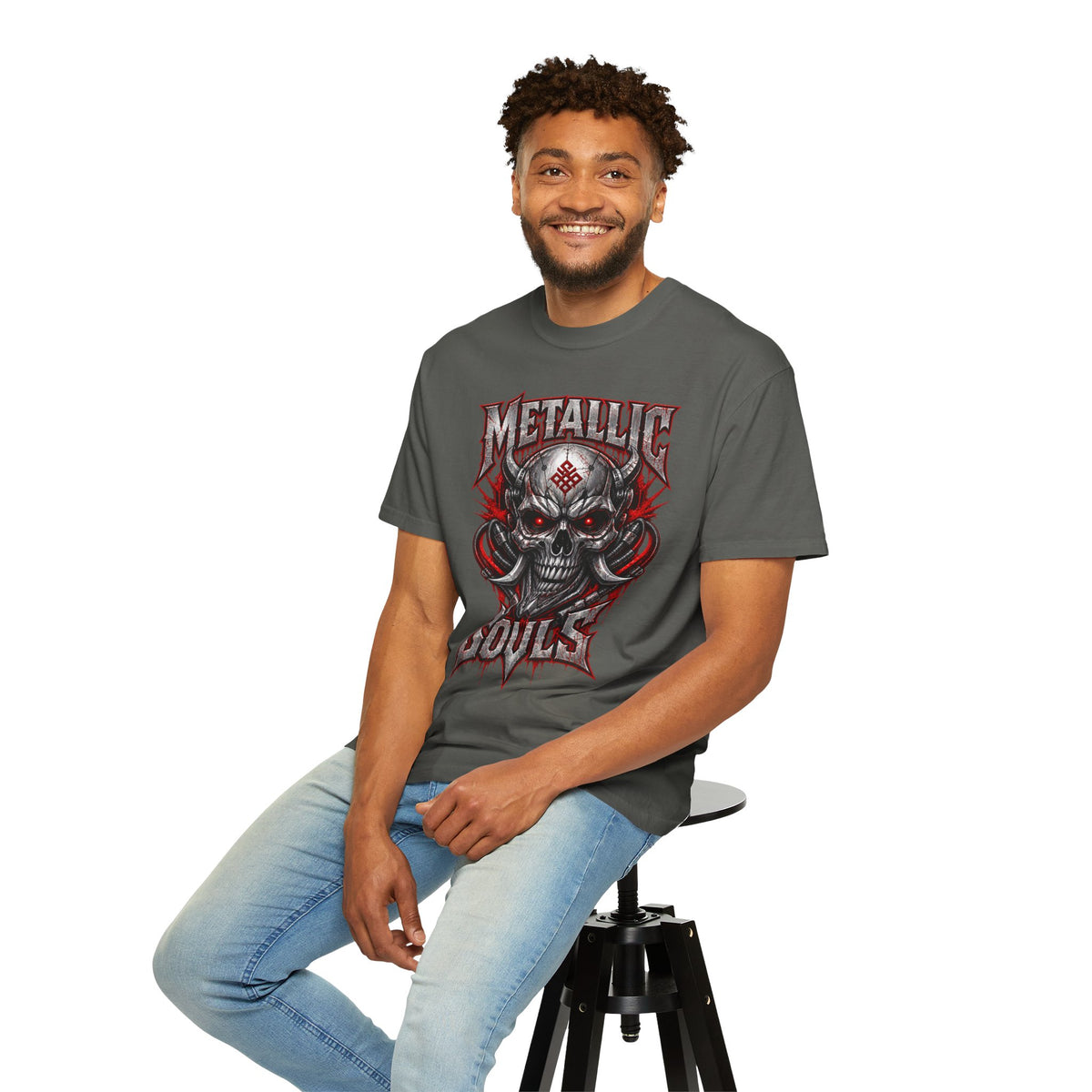 Metallic Souls Skull T-Shirt — Gothic Heavy Metal Band Tee