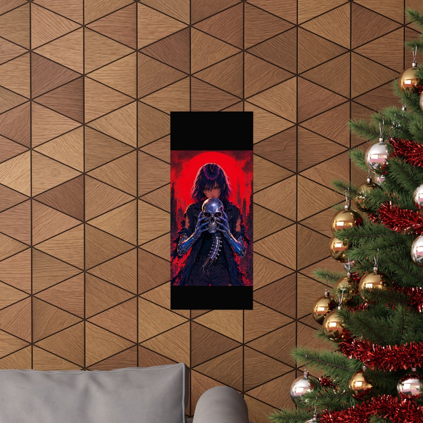 Metallic Souls Skull Poster — Gothic Anime Matte Vertical Wall Art