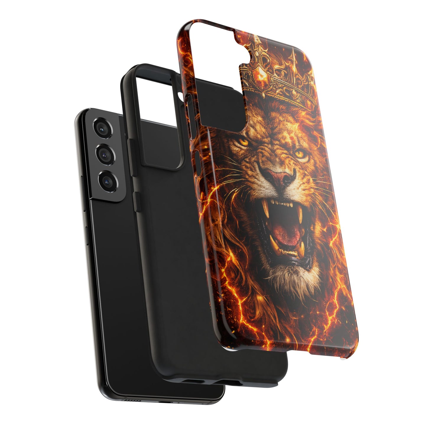 Fiery Lion King Tough Phone Case — Protective iPhone Case with Roaring Crown Design