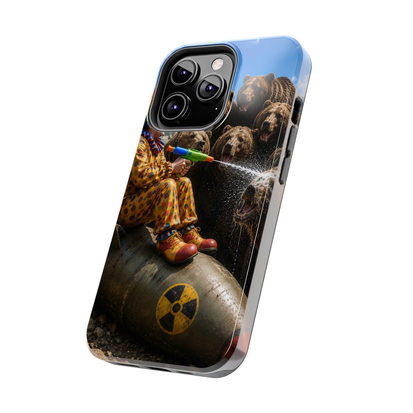 Tough Phone Case — Surreal Clown vs. Bears Protective Phone Cover