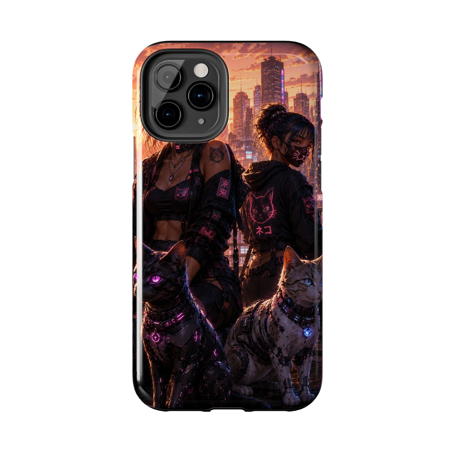 Cyberpunk Pack: Tough Phone Case with Neon Panther & City Sunset