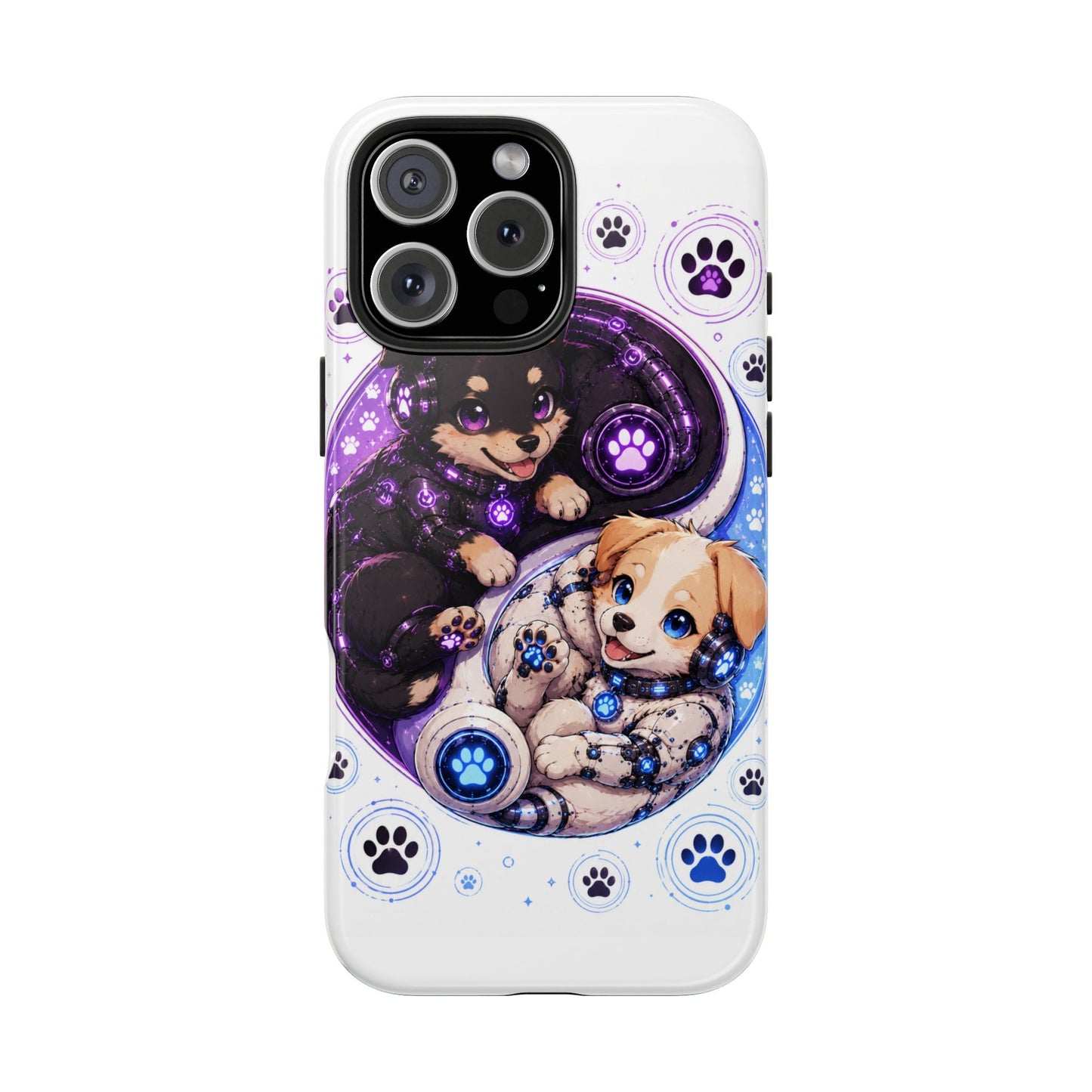 Yin Yang Puppy Tough Phone Case — Cute Paw Print Dog Protector