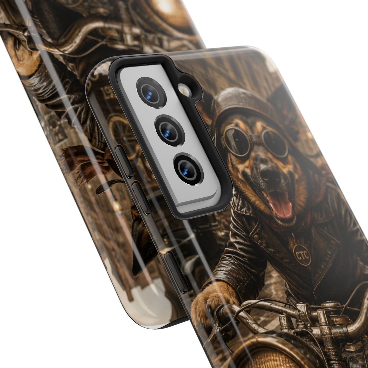Phone Case — Biker Dog Riding Motorcycle Protective Tough Cover