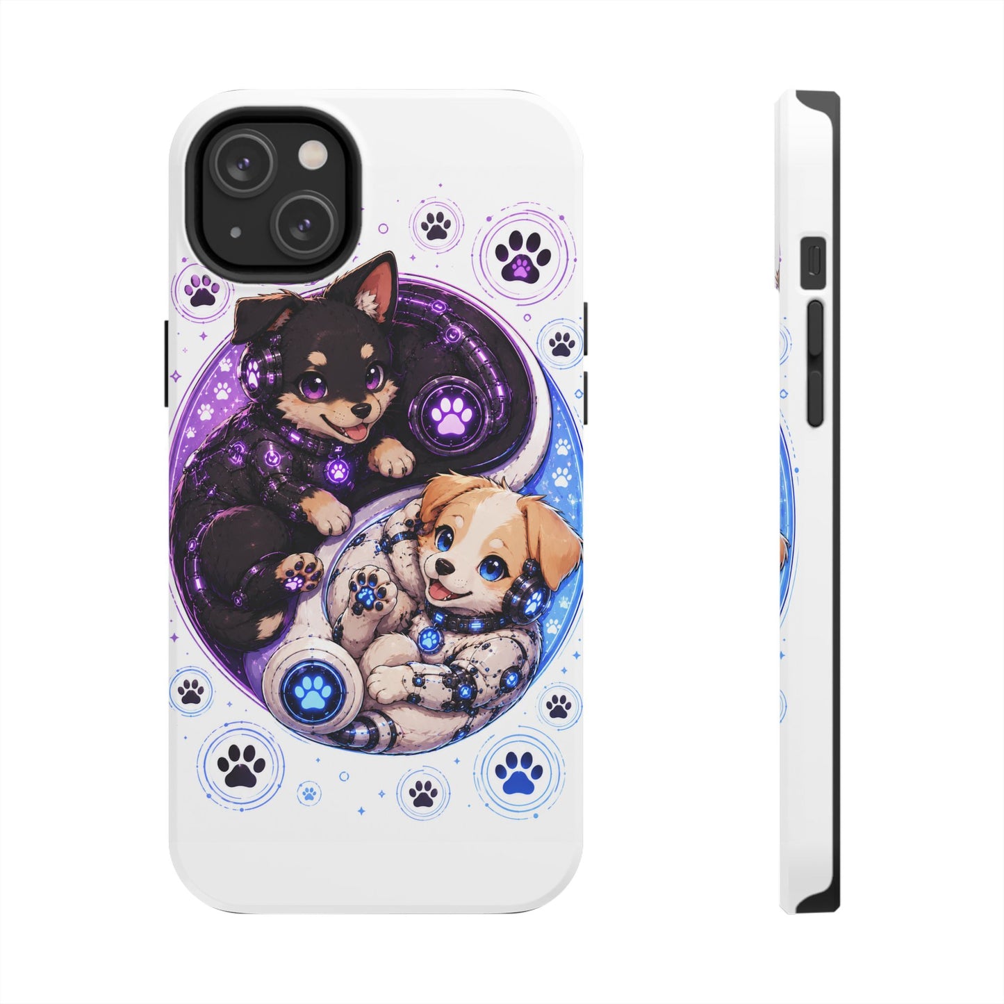 Yin Yang Puppy Tough Phone Case — Cute Paw Print Dog Protector