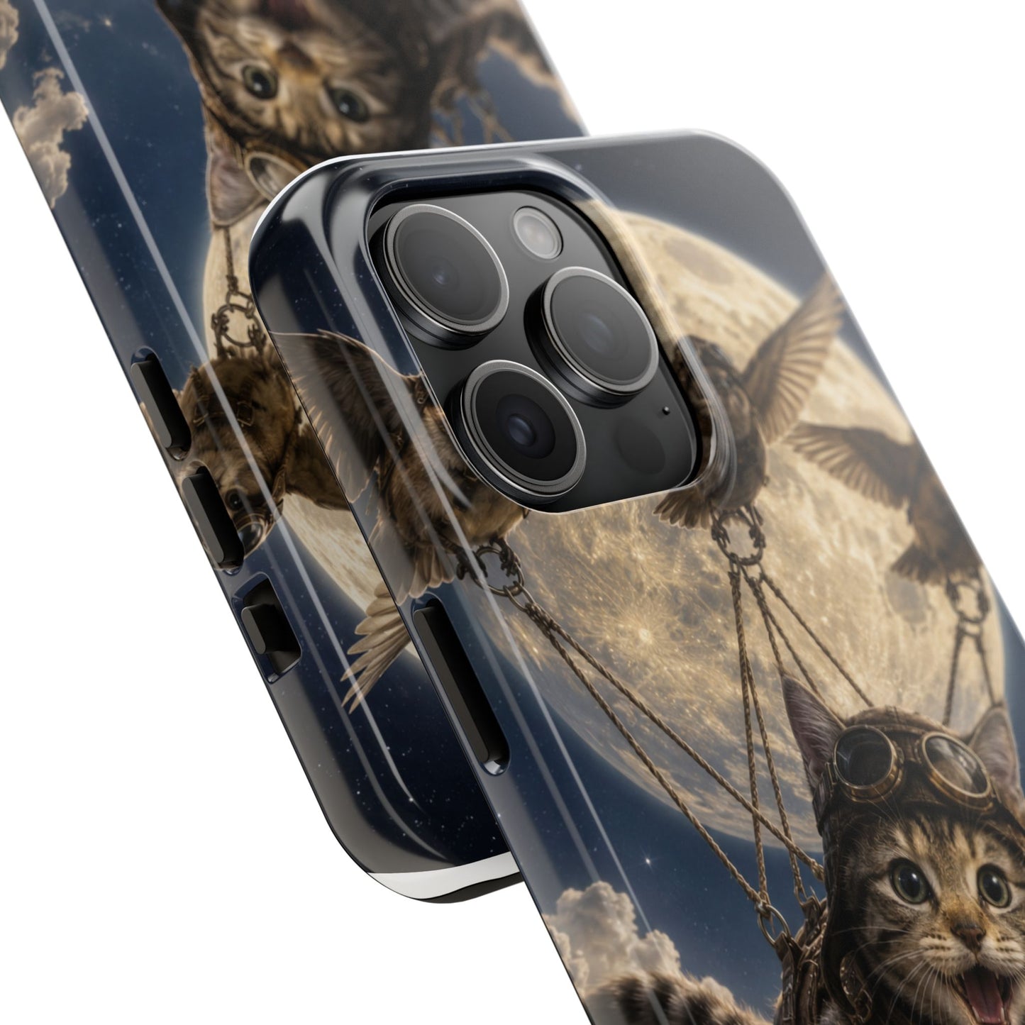 Cat Pilot Phone Case — Adventure Kitty Moonlit Flight Tough Protection