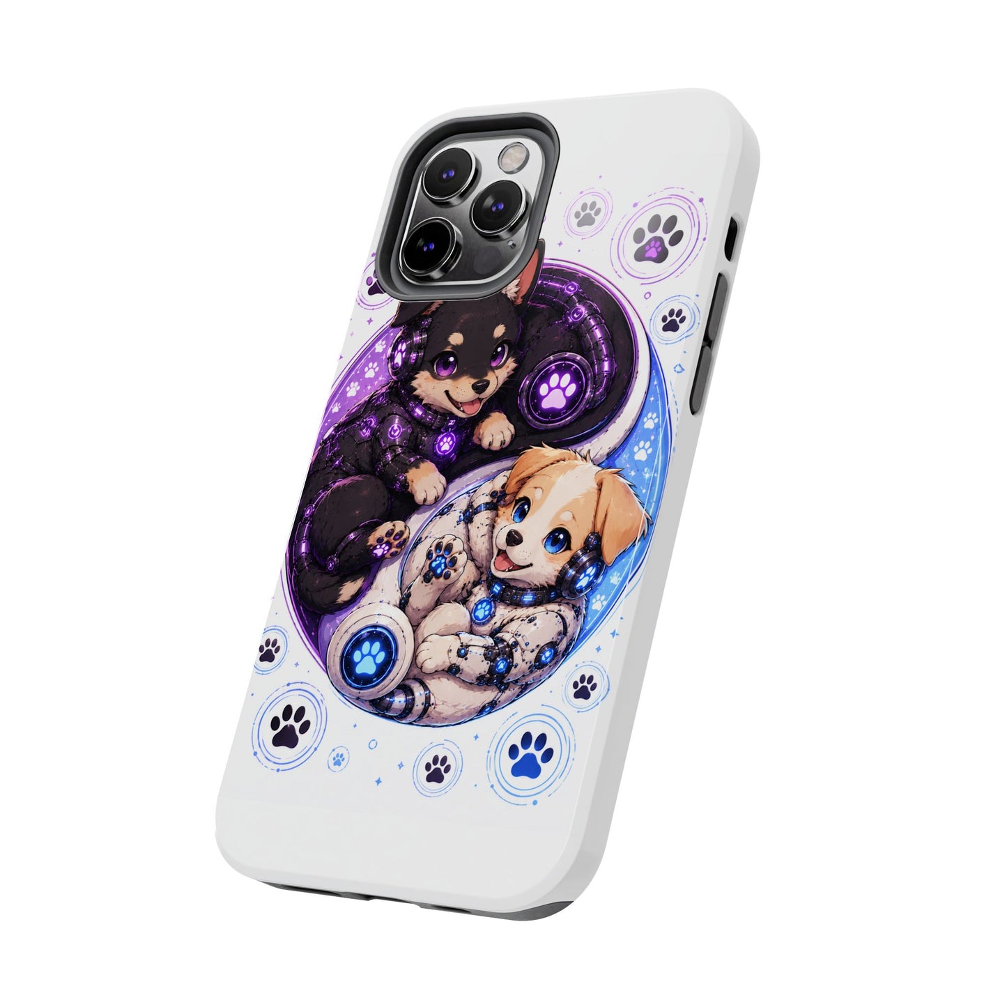 Yin Yang Puppy Tough Phone Case — Cute Paw Print Dog Protector