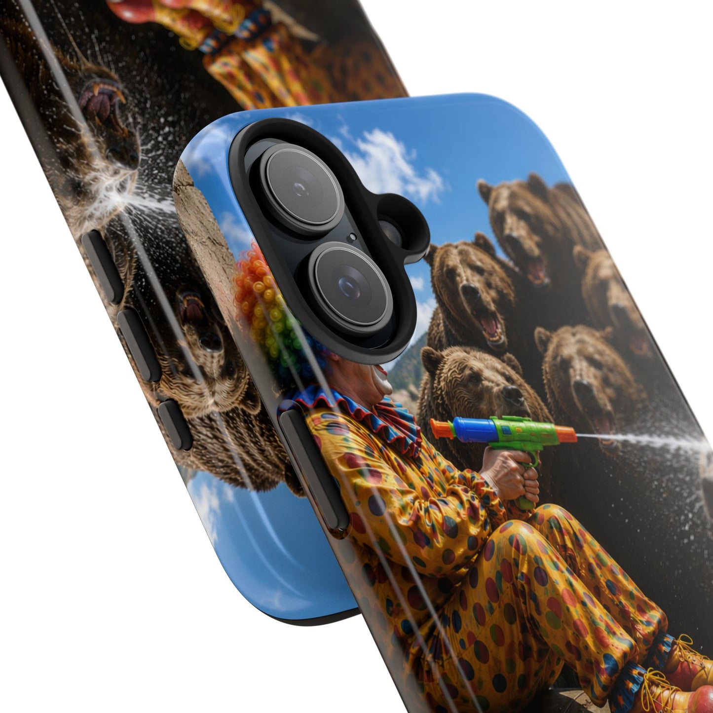 Tough Phone Case — Surreal Clown vs. Bears Protective Phone Cover