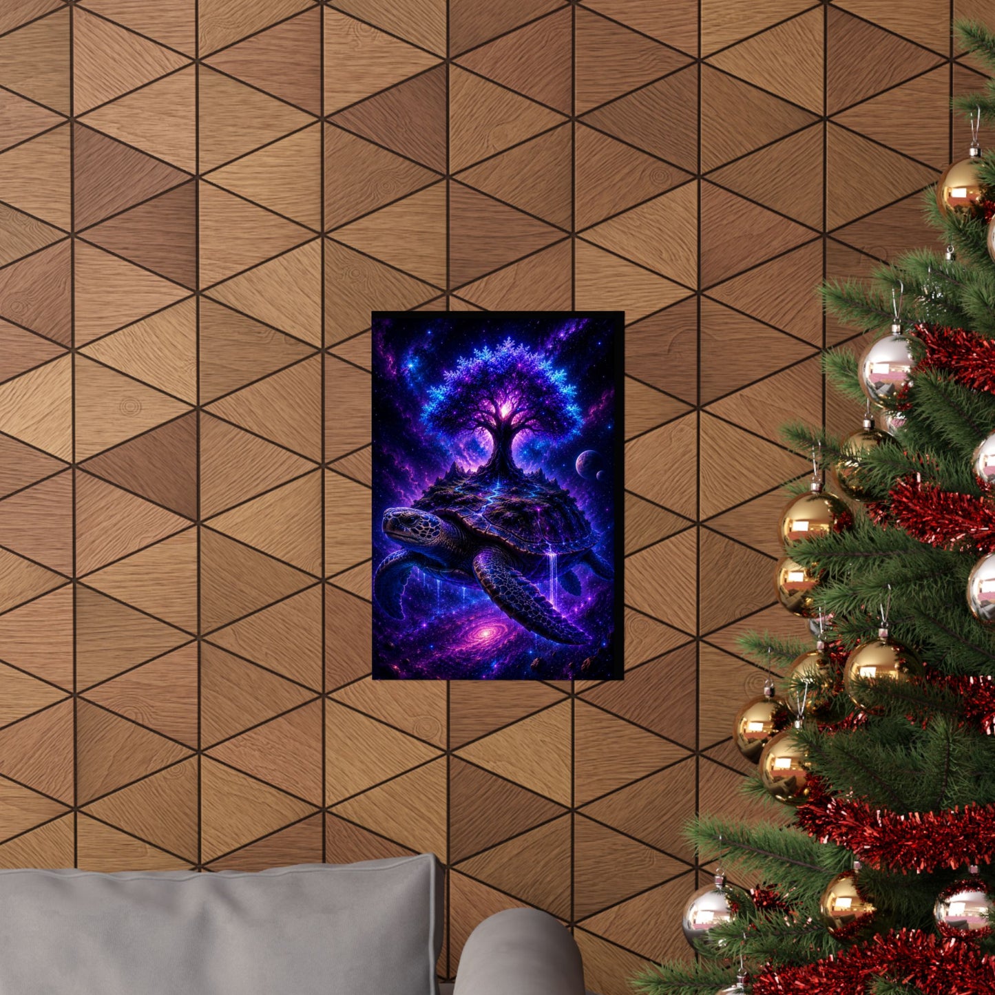 Cosmic Turtle Poster — Mystic Tree on Turtle Shell Matte Vertical Wall Art