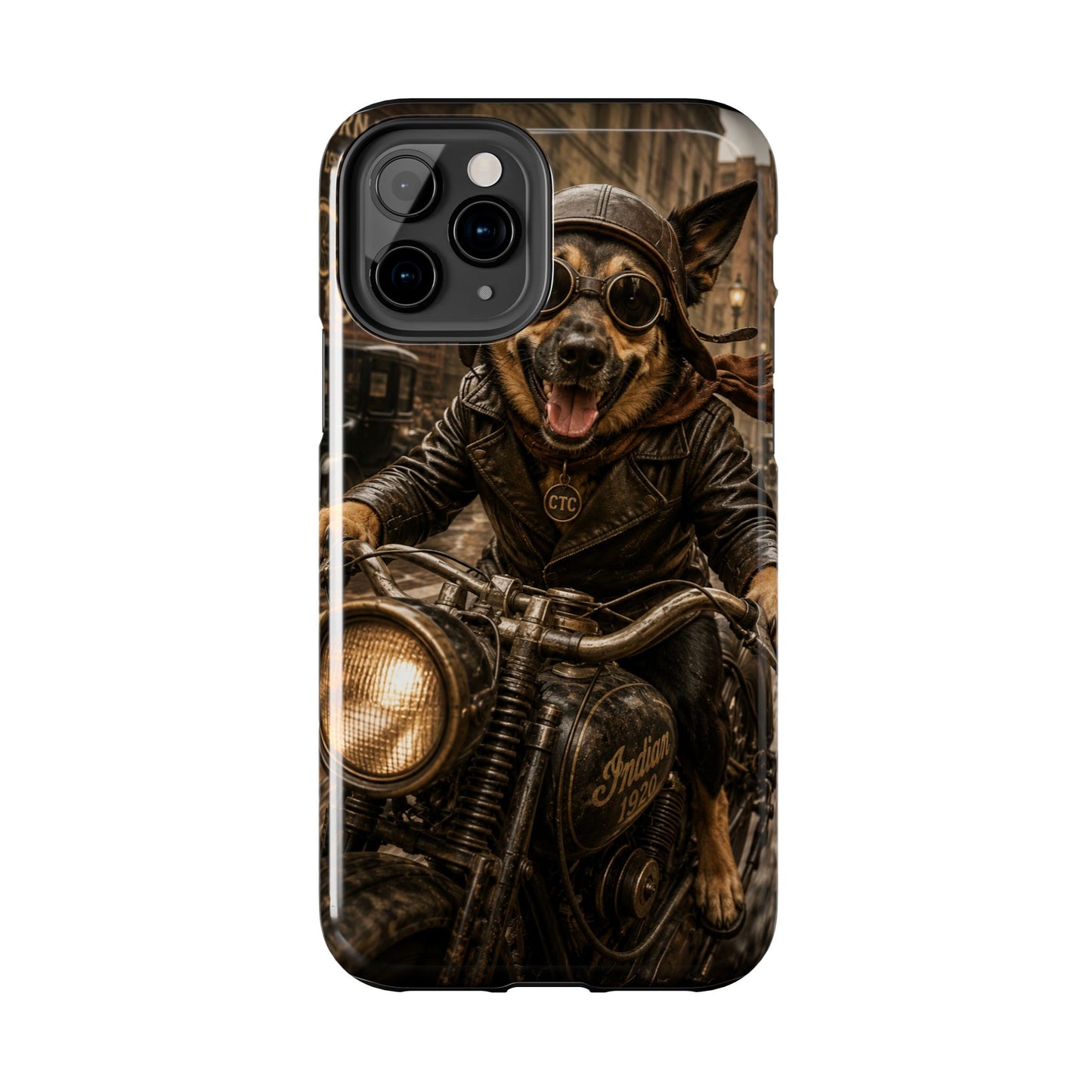 Phone Case — Biker Dog Riding Motorcycle Protective Tough Cover