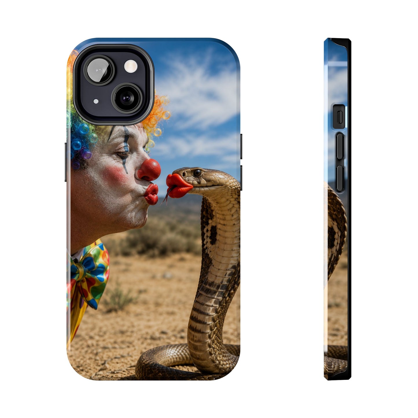 Clown & Cobra Tough Phone Case — Funny Kiss Design, Shockproof Protective Cover