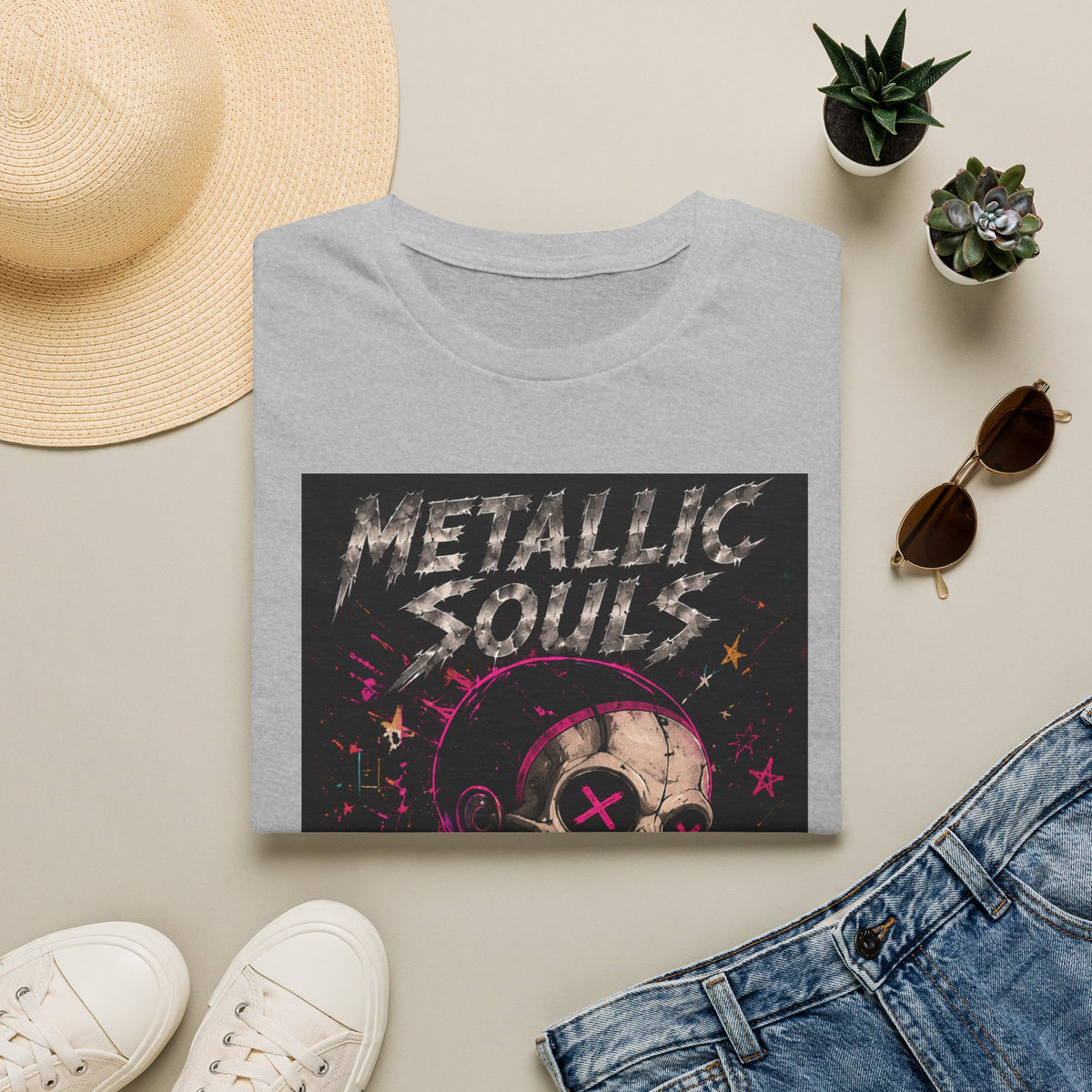 Metallic Souls Skull T‑Shirt — Retro Grunge Rock Tee