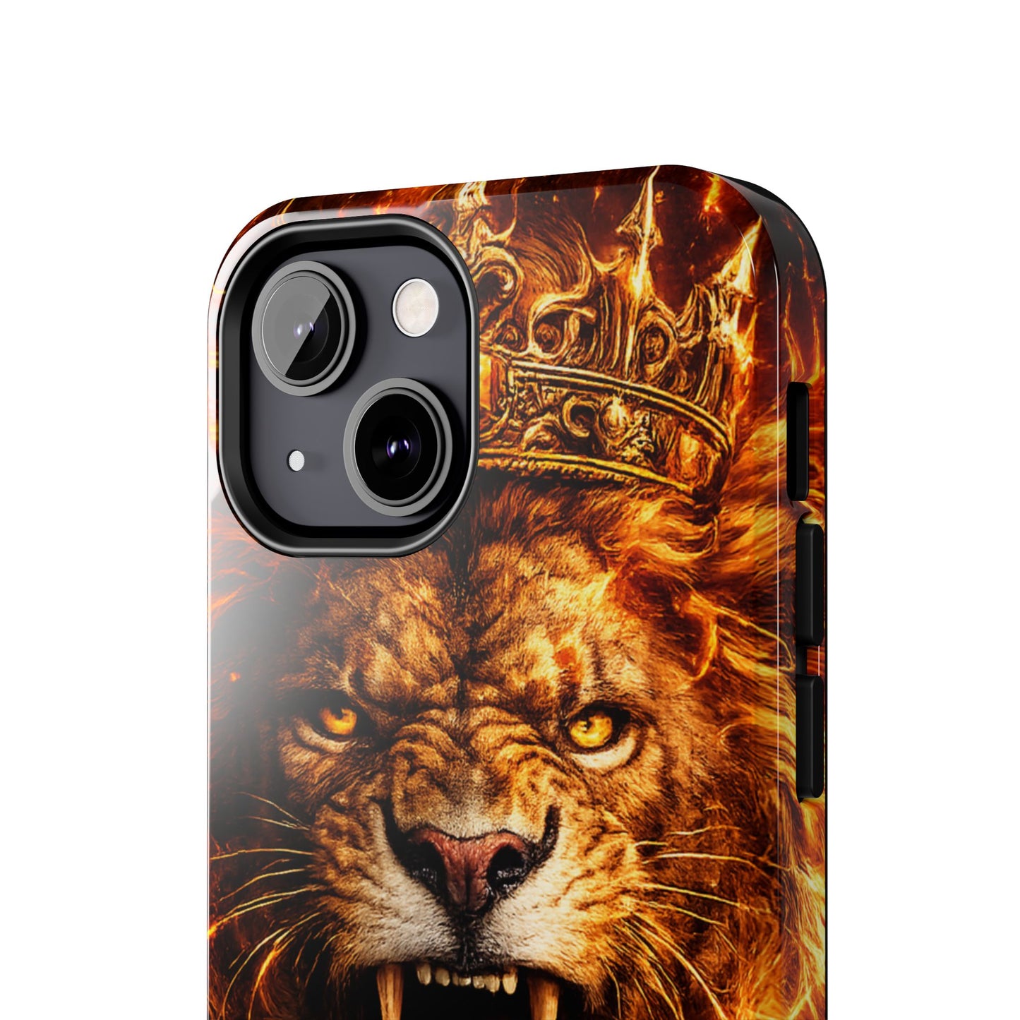 Fiery Lion King Tough Phone Case — Protective iPhone Case with Roaring Crown Design