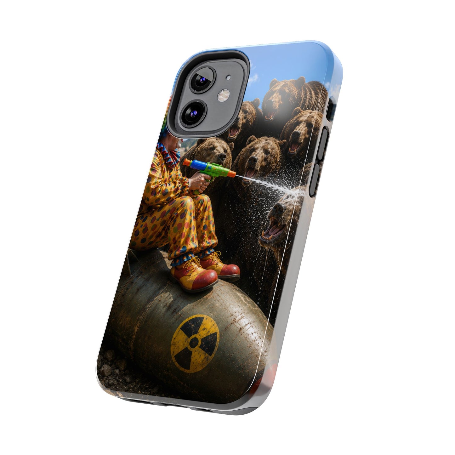 Tough Phone Case — Surreal Clown vs. Bears Protective Phone Cover