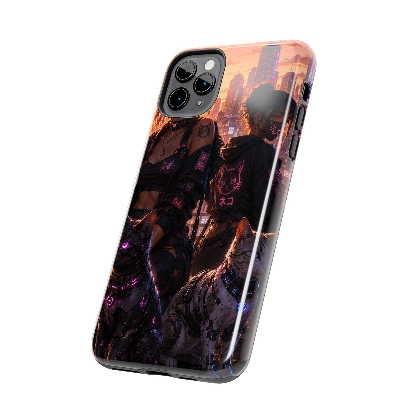 Cyberpunk Pack: Tough Phone Case with Neon Panther & City Sunset