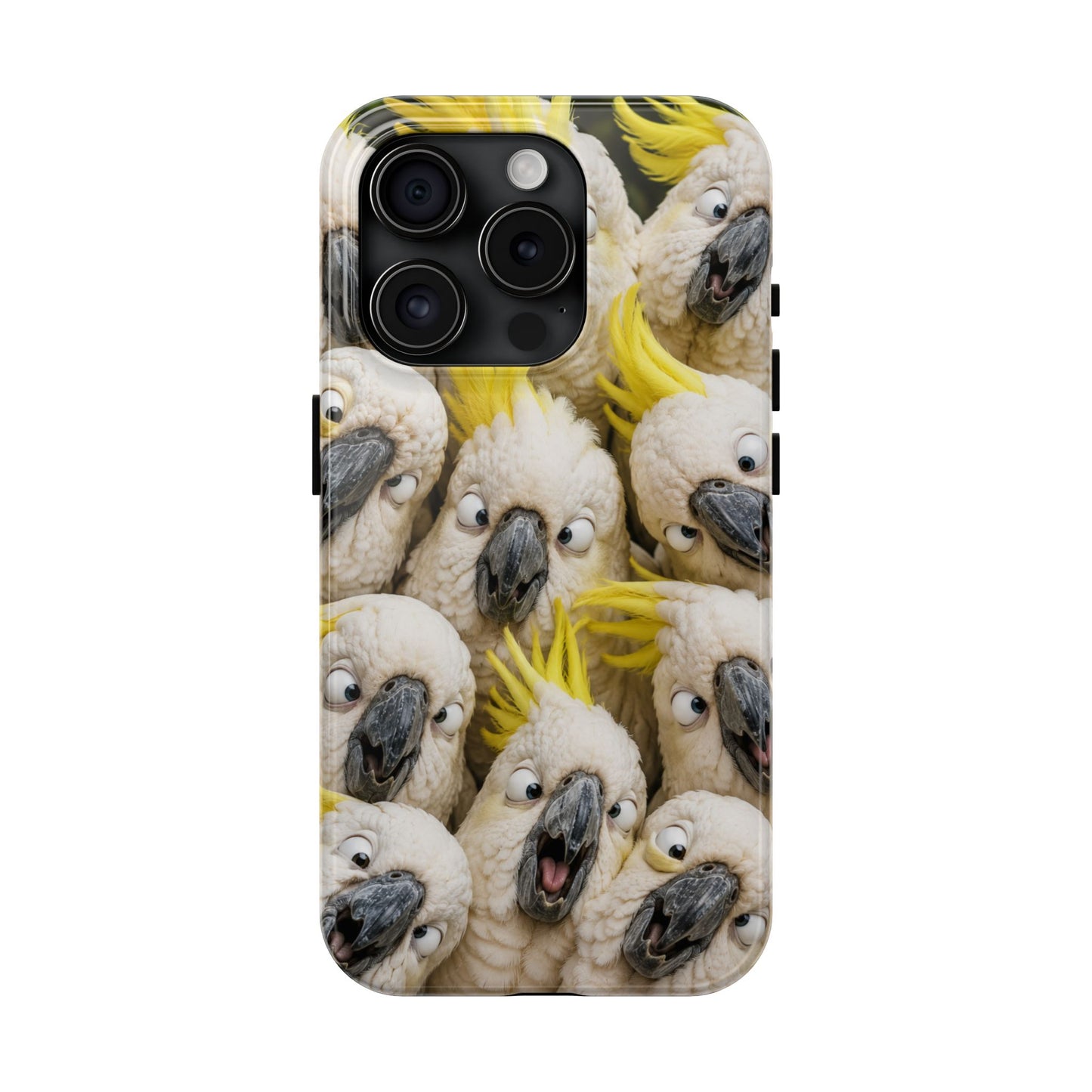 Cockatoo Collage Tough Phone Case — Funny Yellow Crested Bird Protective Phone Cover