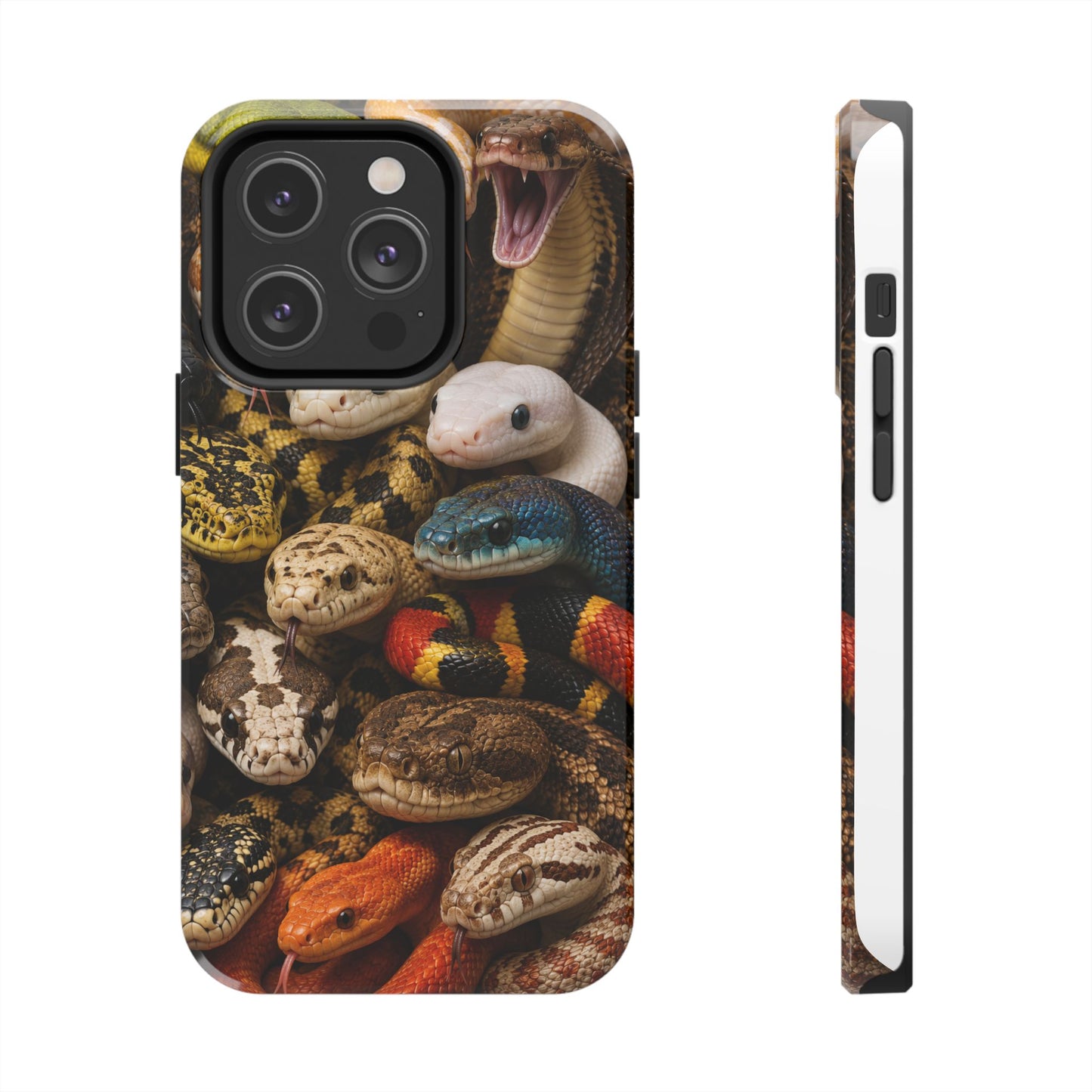 Snake Pattern Tough Phone Case — Colorful Snakes Protective Phone Cover