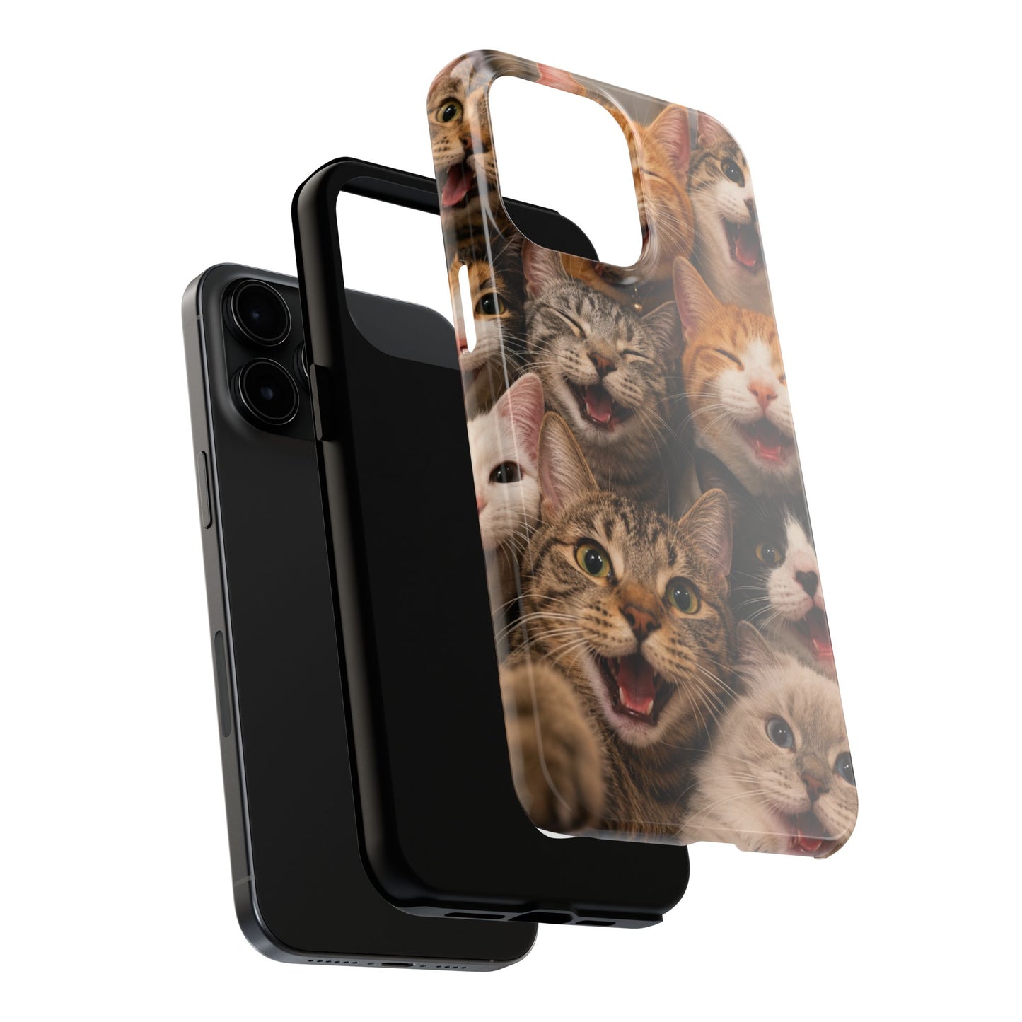 Tough Smiling Cats Collage Phone Case – Cute Cat Faces for iPhone