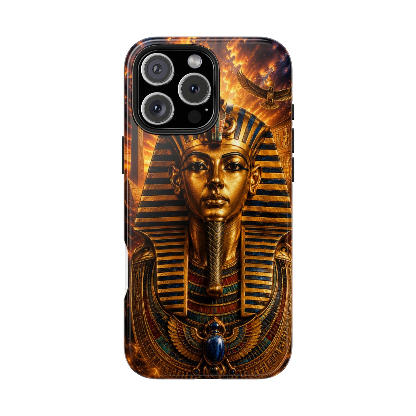 Egyptian Pharaoh Tough Phone Case — Protective Golden Tutankhamun Design