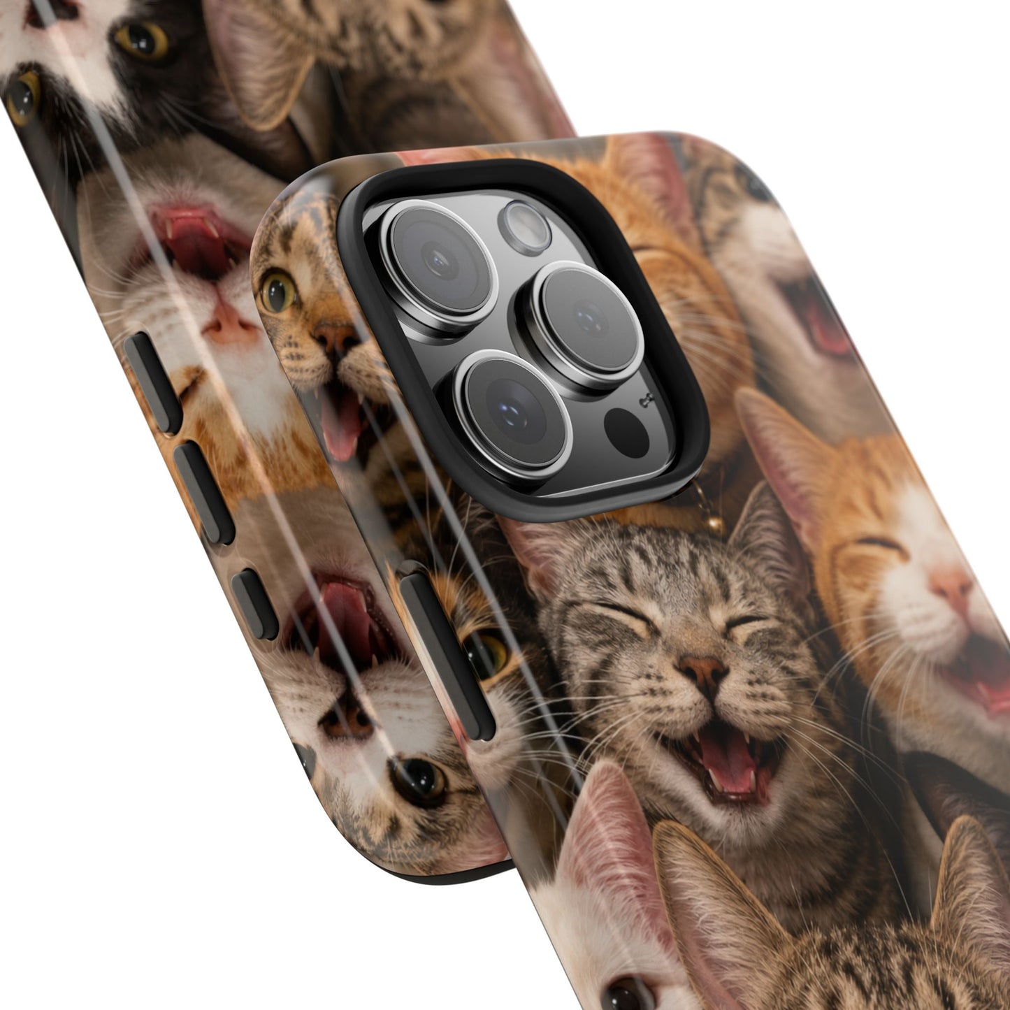 Tough Smiling Cats Collage Phone Case – Cute Cat Faces for iPhone