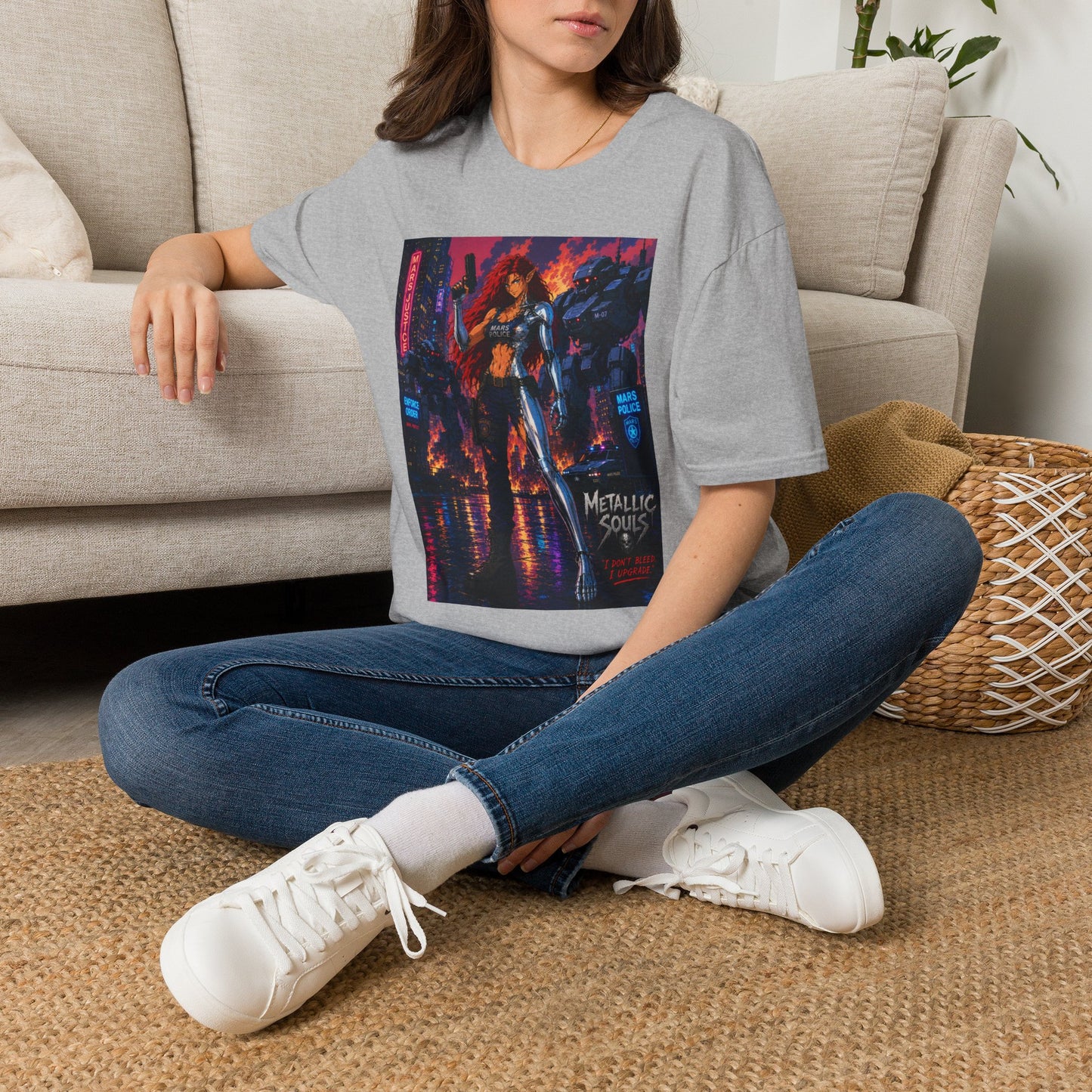 Cyberpunk Warrior T‑Shirt — 'Metallic Soul' Futuristic Anime Graphic