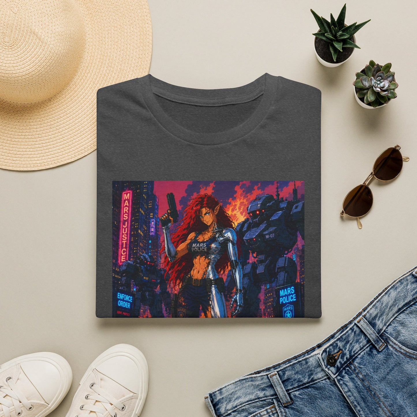 Cyberpunk Warrior T‑Shirt — 'Metallic Soul' Futuristic Anime Graphic