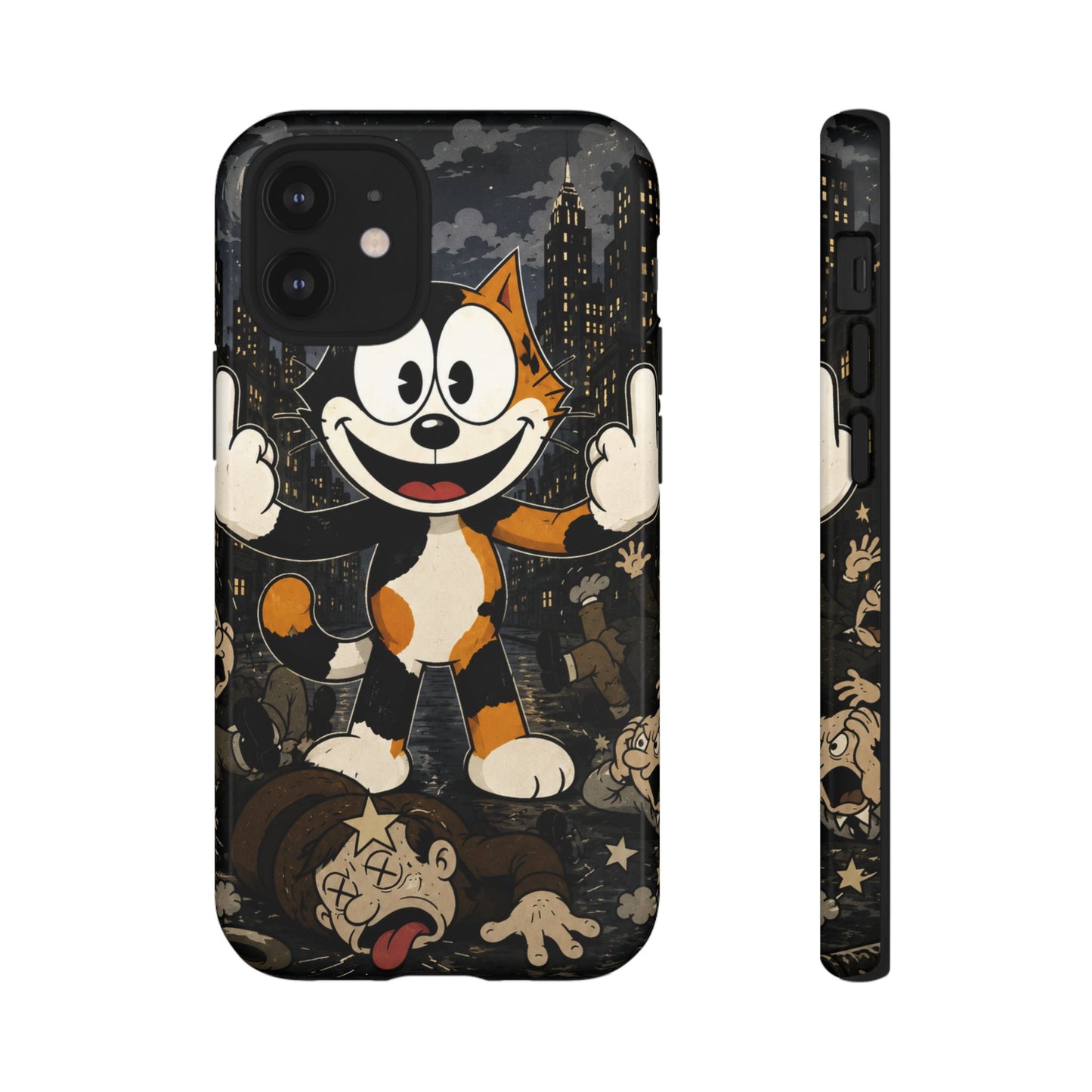 Vintage Cartoon Cat Phone Case — Edgy Felix-Style Illustration