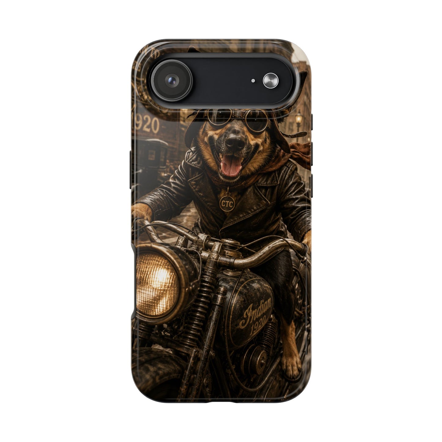 Phone Case — Biker Dog Riding Motorcycle Protective Tough Cover