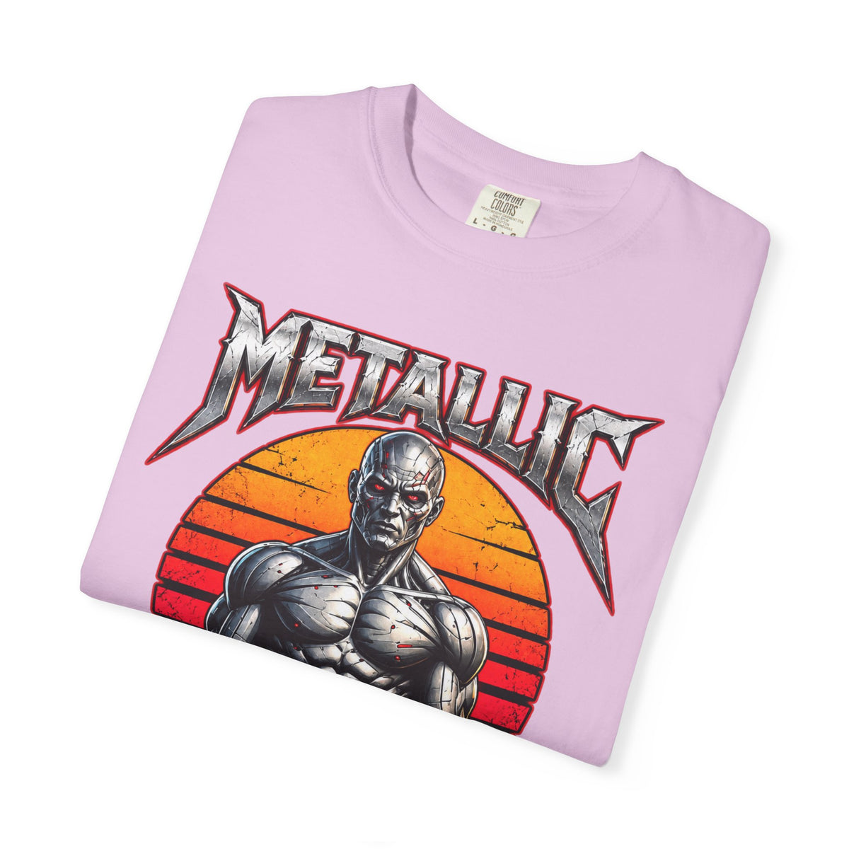 Metallic Souls T-Shirt — Retro Sunset Muscular Warrior Graphic Tee