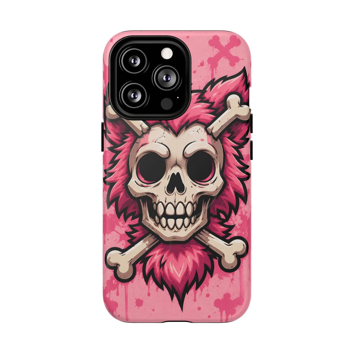 Pink Skull & Crossbones Tough Magnetic Phone Case — Punk Rock Protective Cover